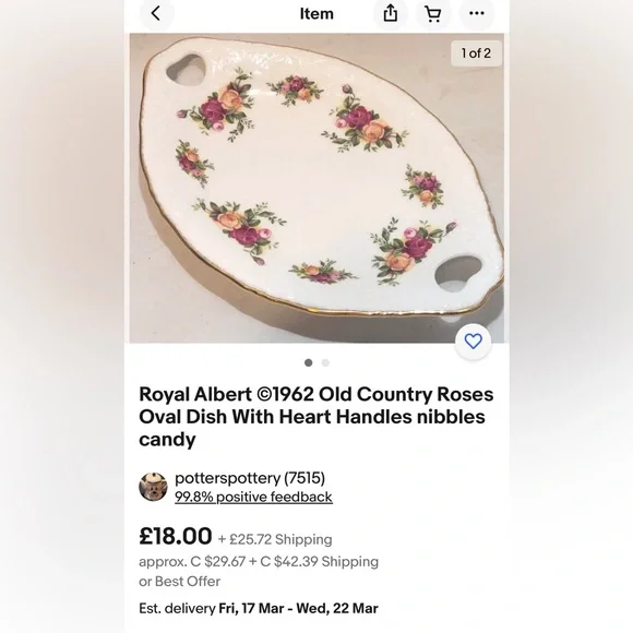 Old Country Roses Oval Tray - Picture 6 of 7